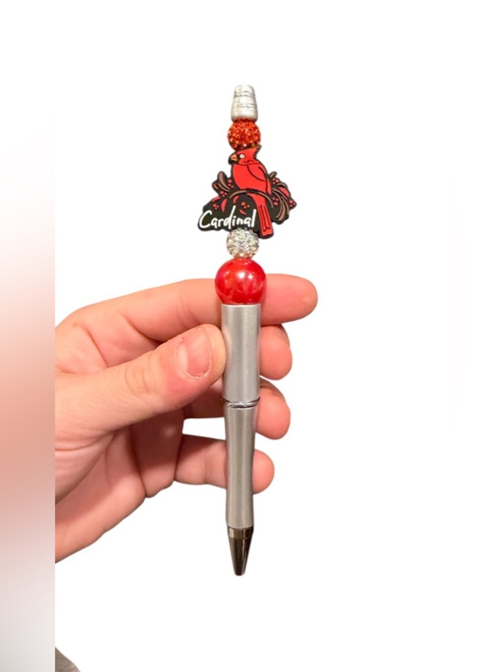 St. Louis Cardinals Baseball Handmade Beaded Pen - Extra Pen Refill Included
